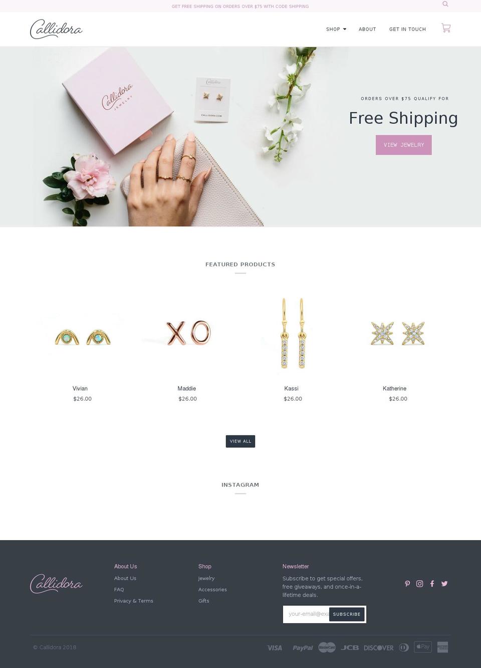 callidoradesigns.com — Shopify storefront screenshot