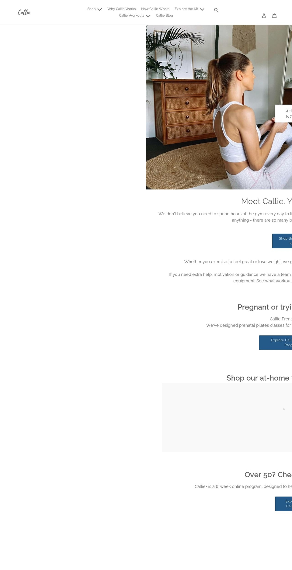 callie.fit shopify website screenshot