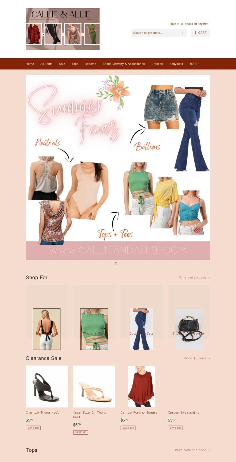 callieandallie.com shopify website screenshot