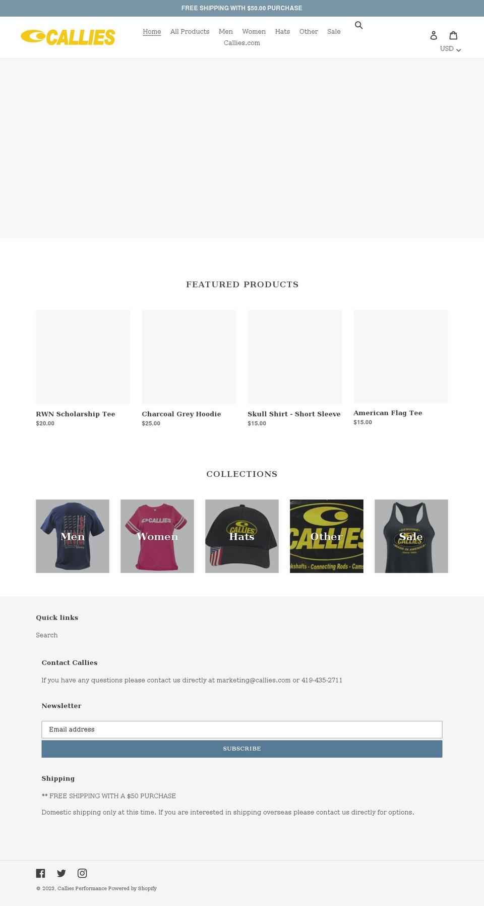 callies-performance.myshopify.com shopify website screenshot