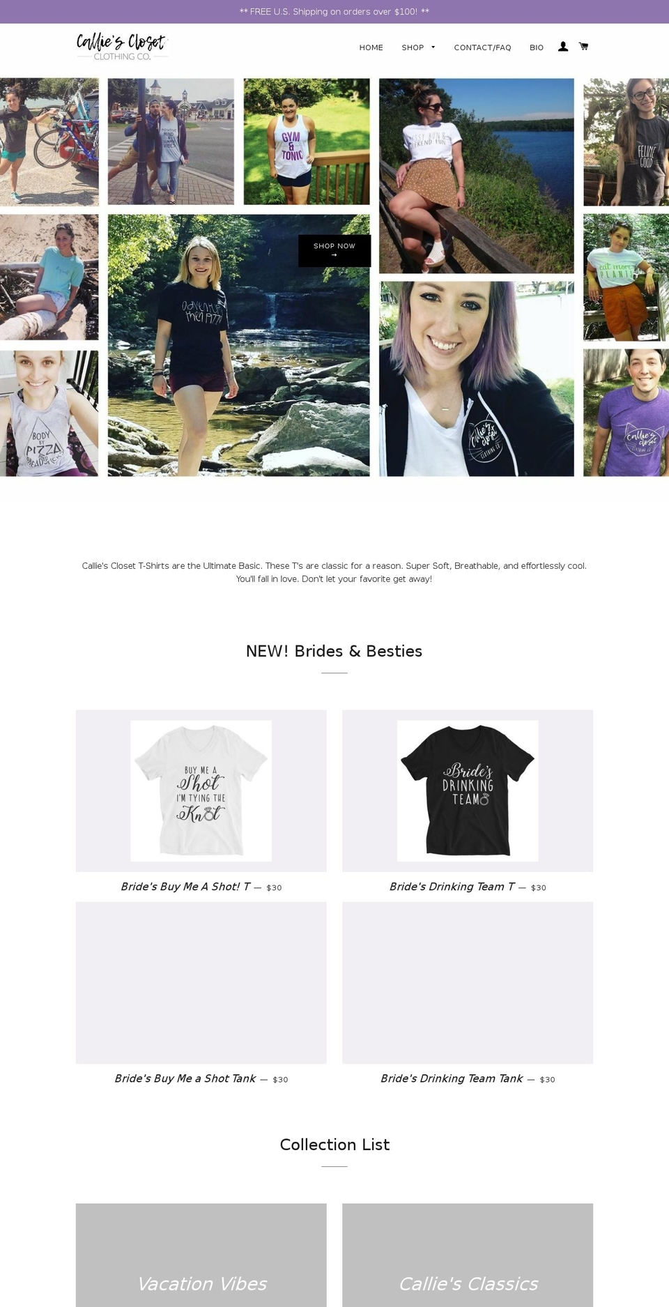 calliesclosetclothingco.com shopify website screenshot