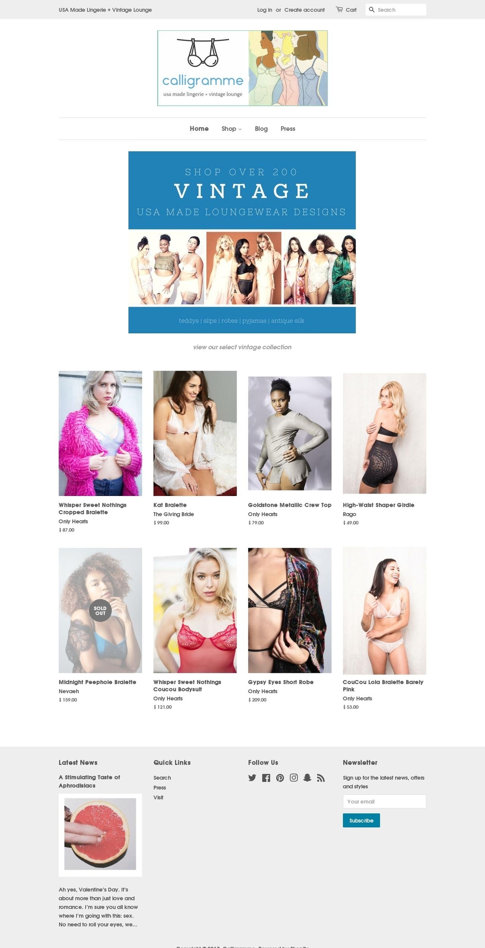 calligrammepgh.com shopify website screenshot