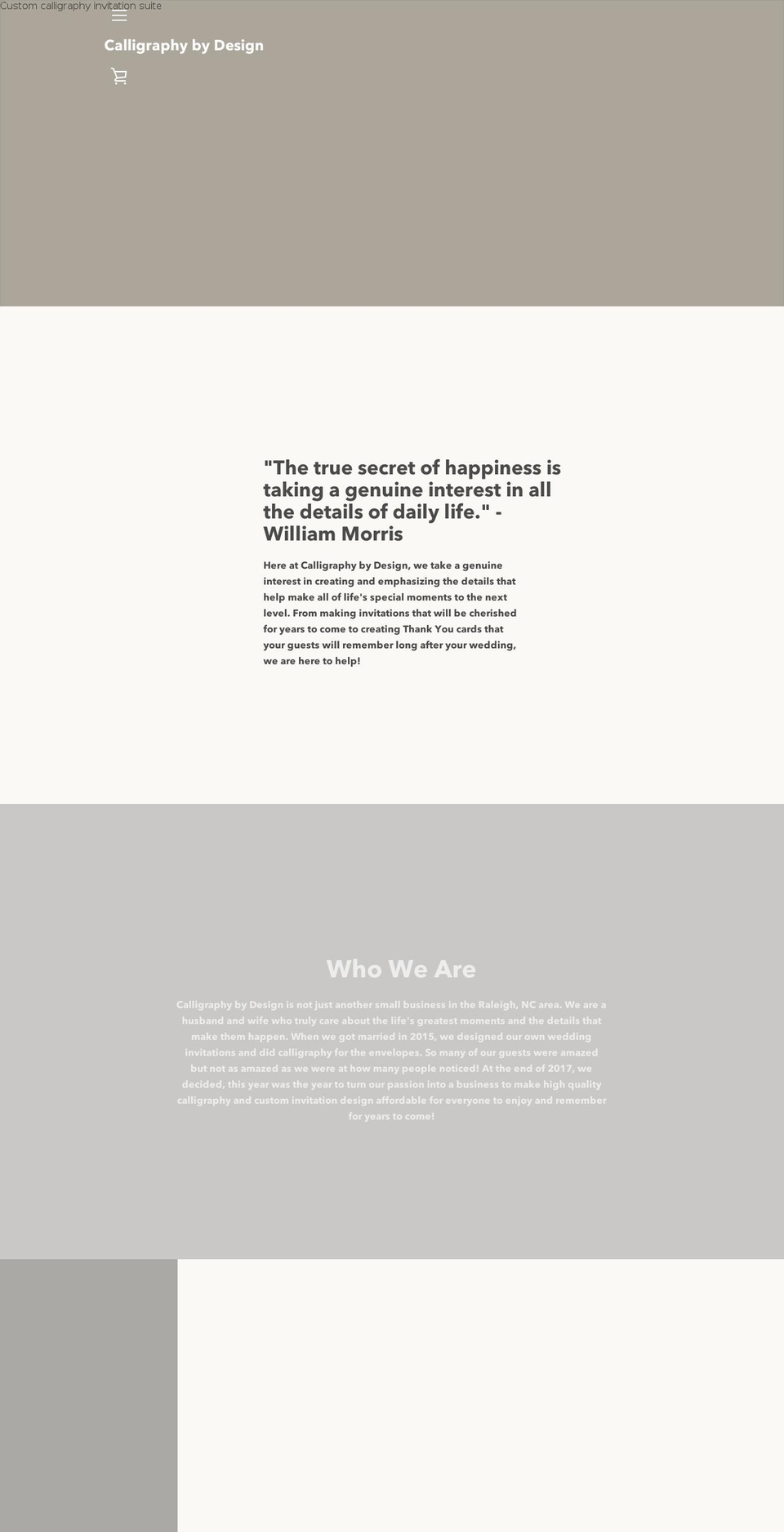 calligraphybydesign.com — Shopify storefront screenshot