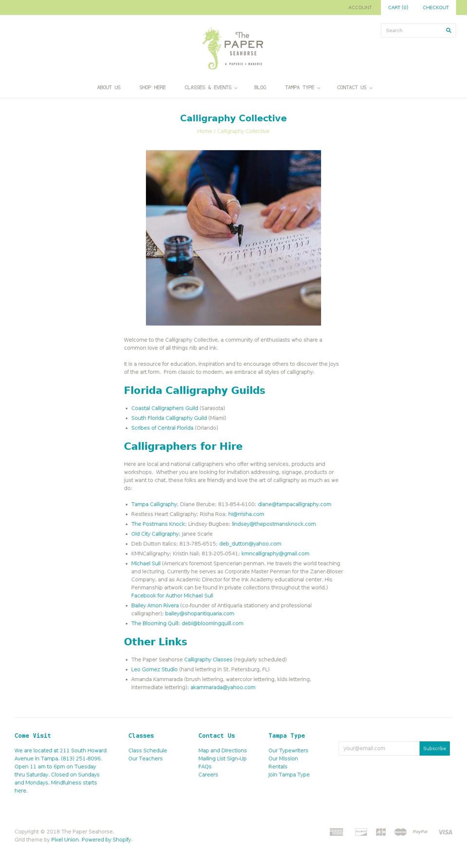 calligraphycollective.org shopify website screenshot