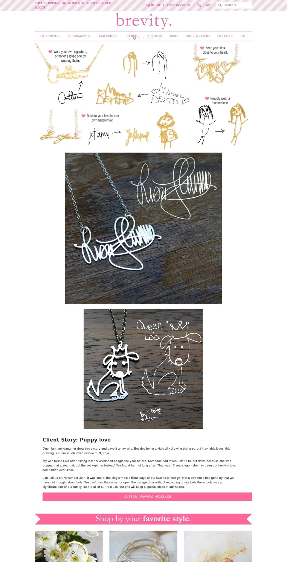 calligraphynecklace.com — Shopify storefront screenshot