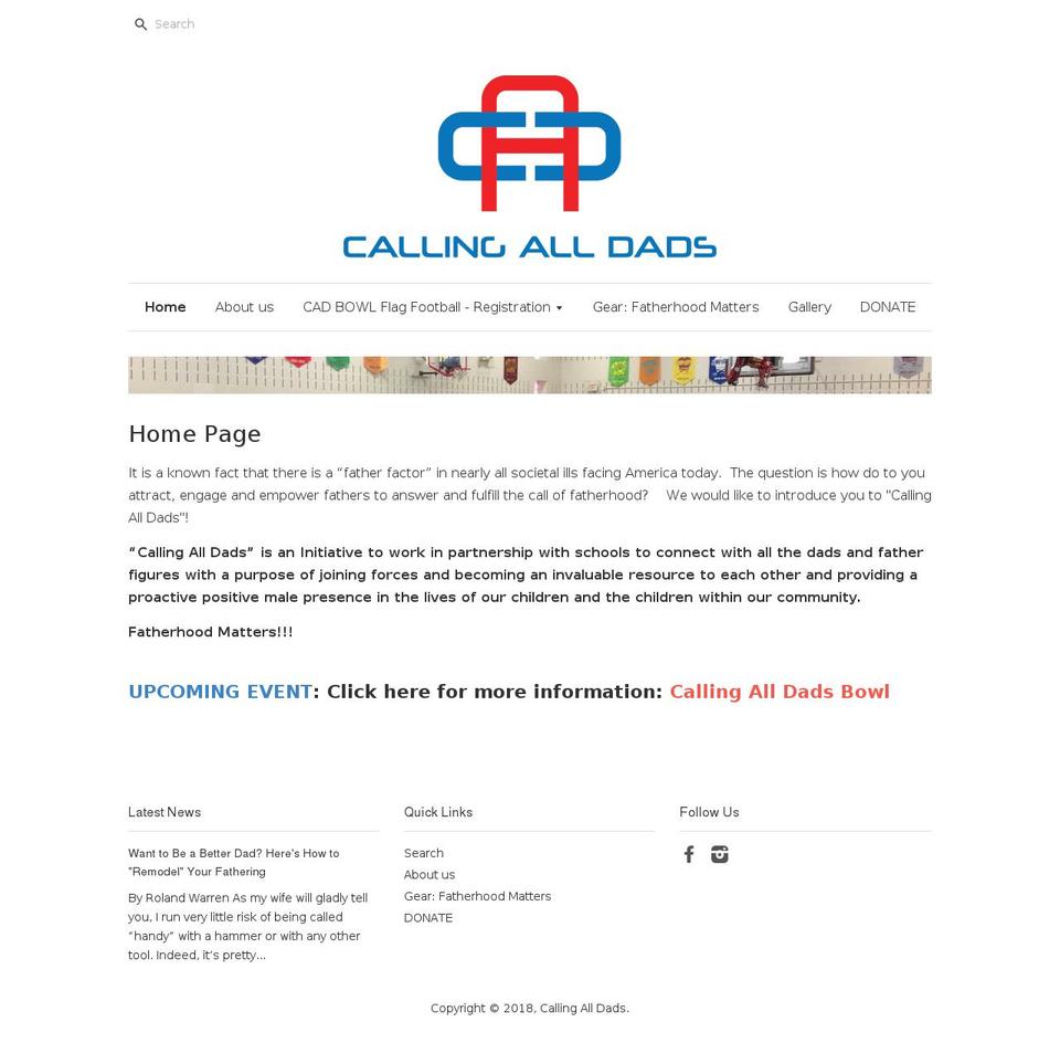 callingalldads.net shopify website screenshot