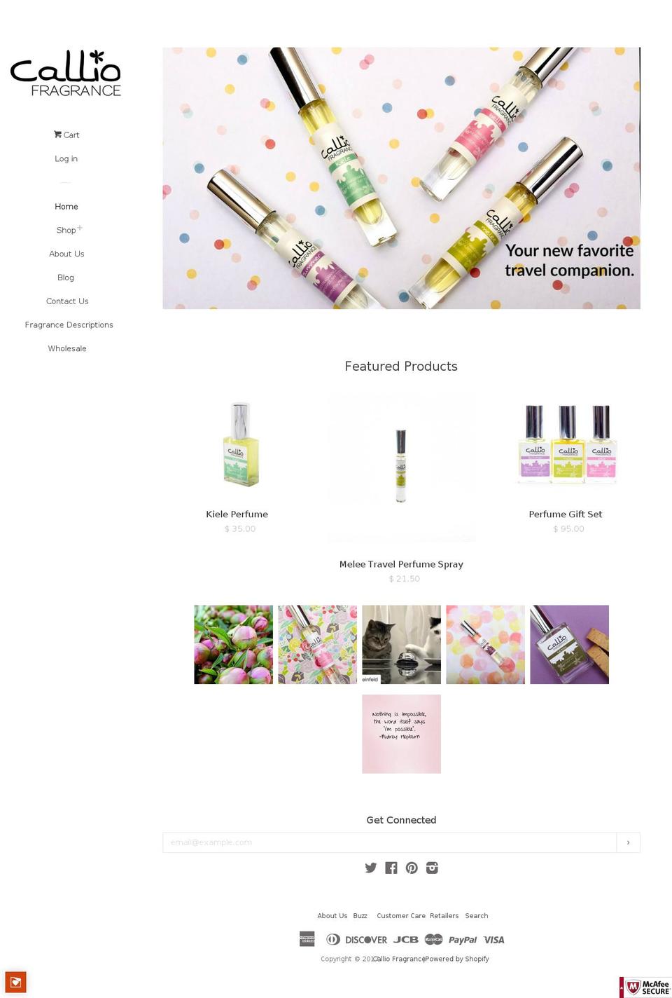 calliofragrance.com shopify website screenshot