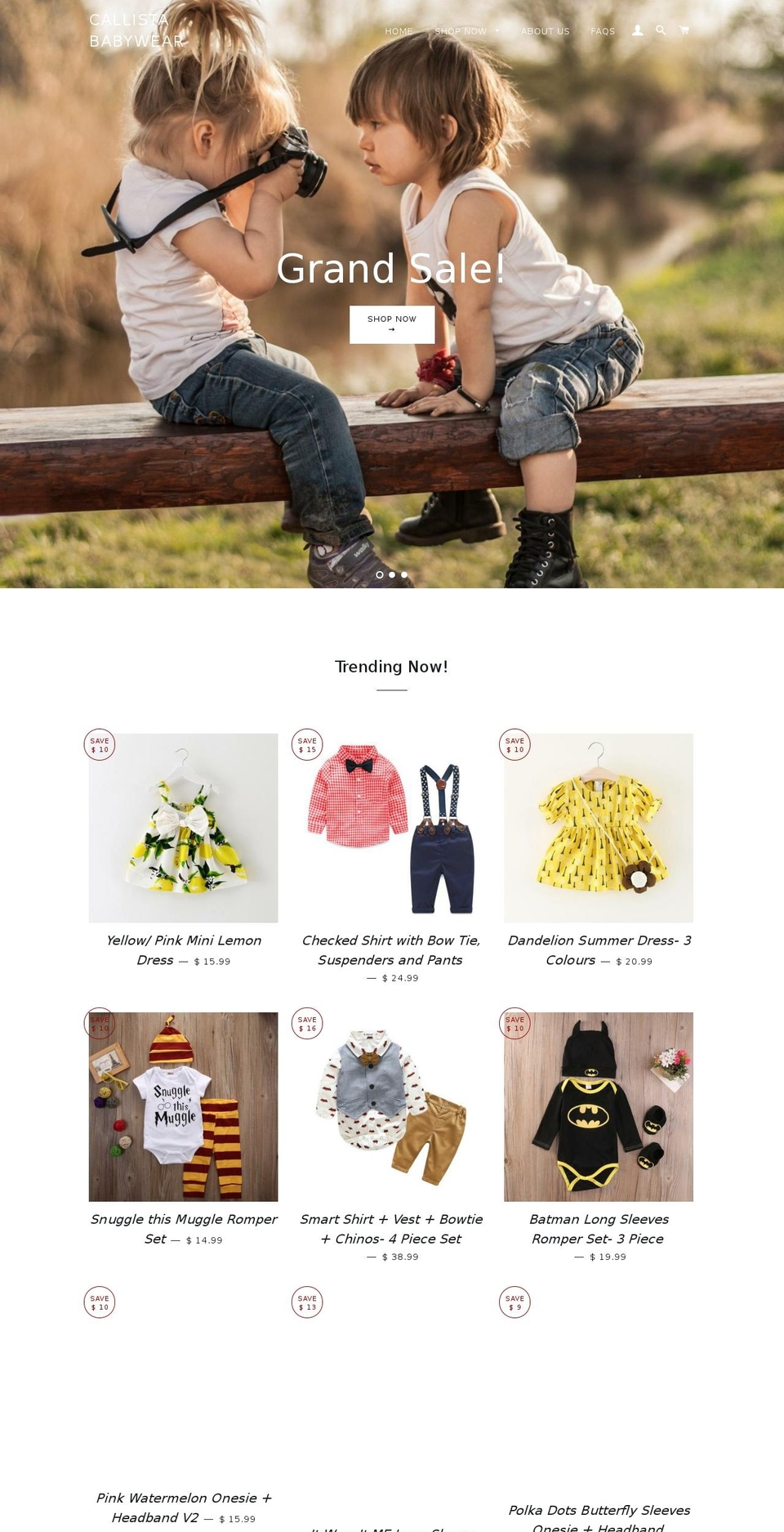 callistababywear.com — Shopify storefront screenshot
