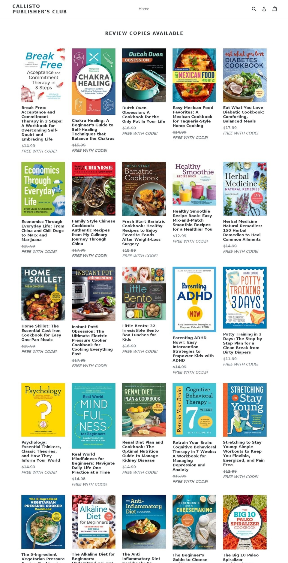 callistopublishersclub.com shopify website screenshot