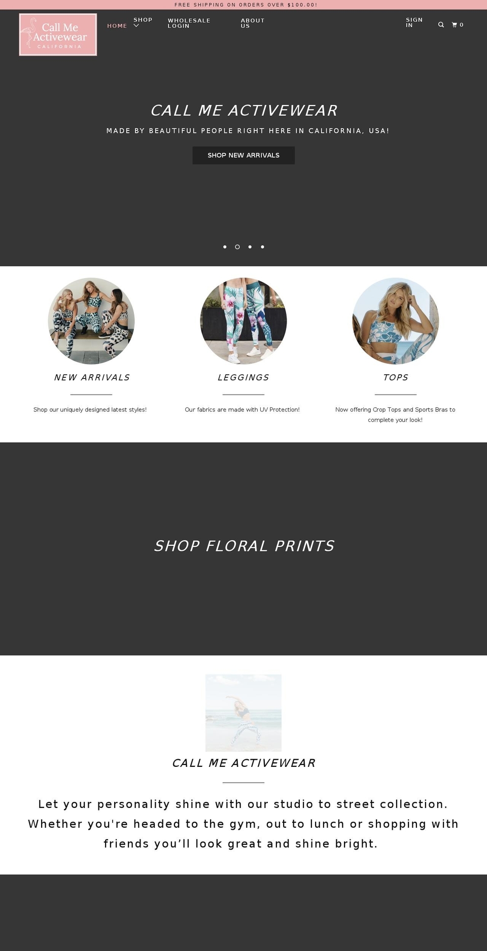 callmeactivewear.com shopify website screenshot
