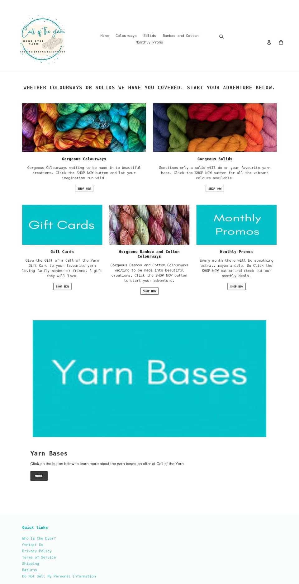 calloftheyarn.com shopify website screenshot