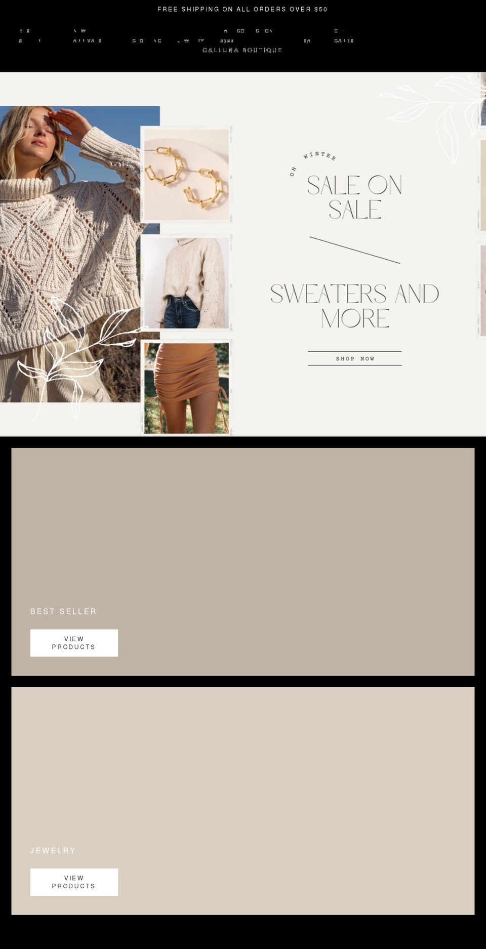 callunaboutique.com shopify website screenshot