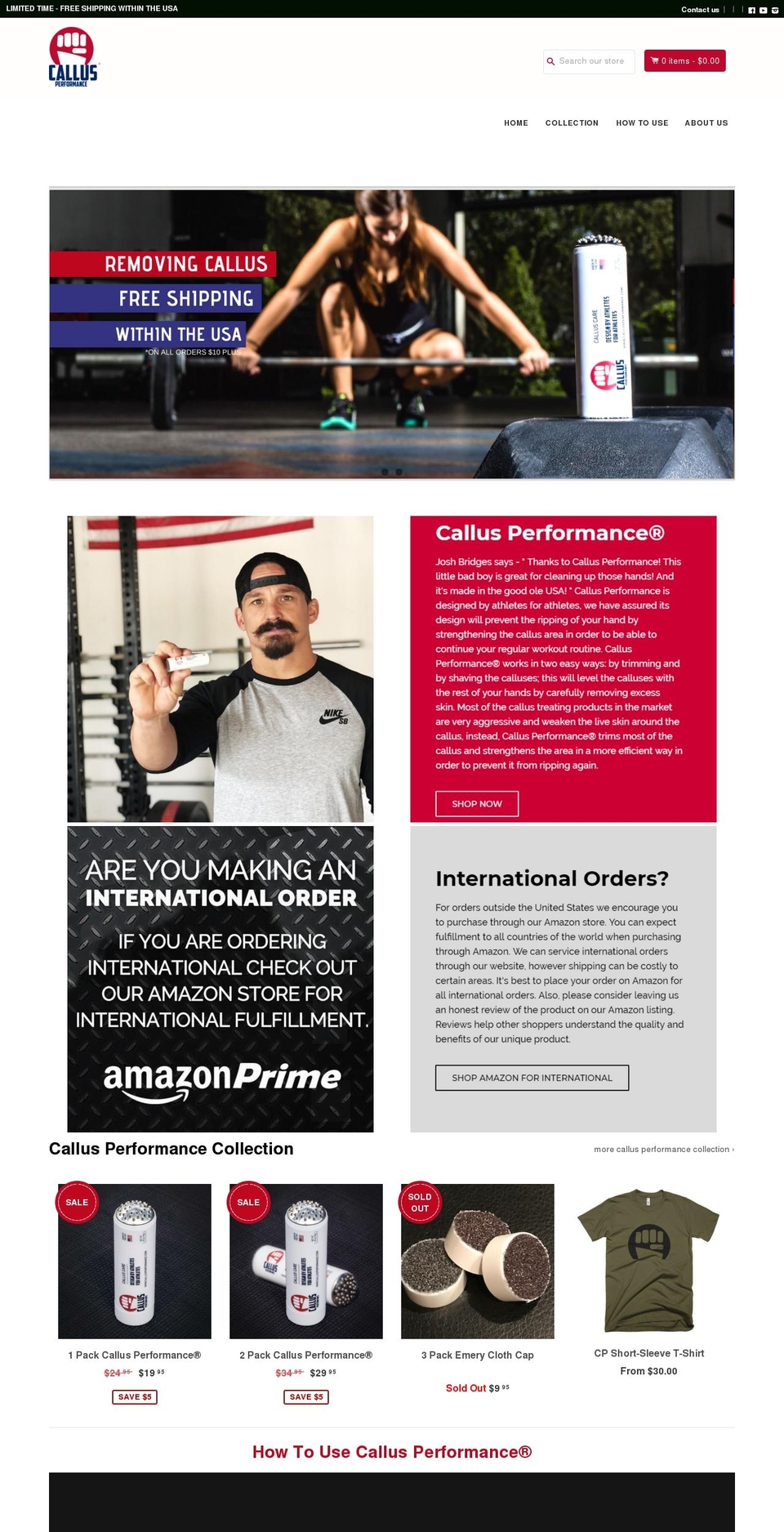 callusperformance.com shopify website screenshot