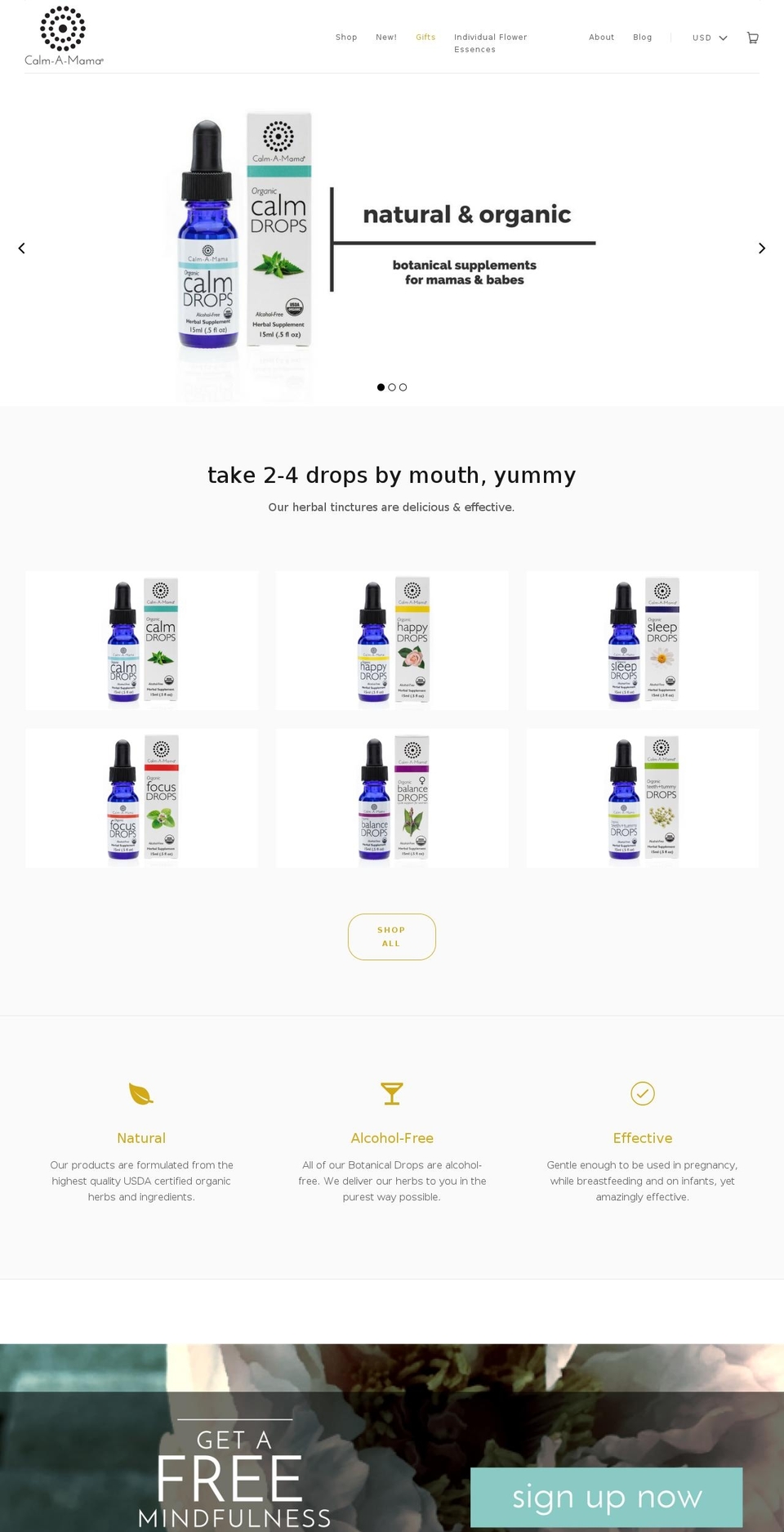 calm-a-mama.com shopify website screenshot