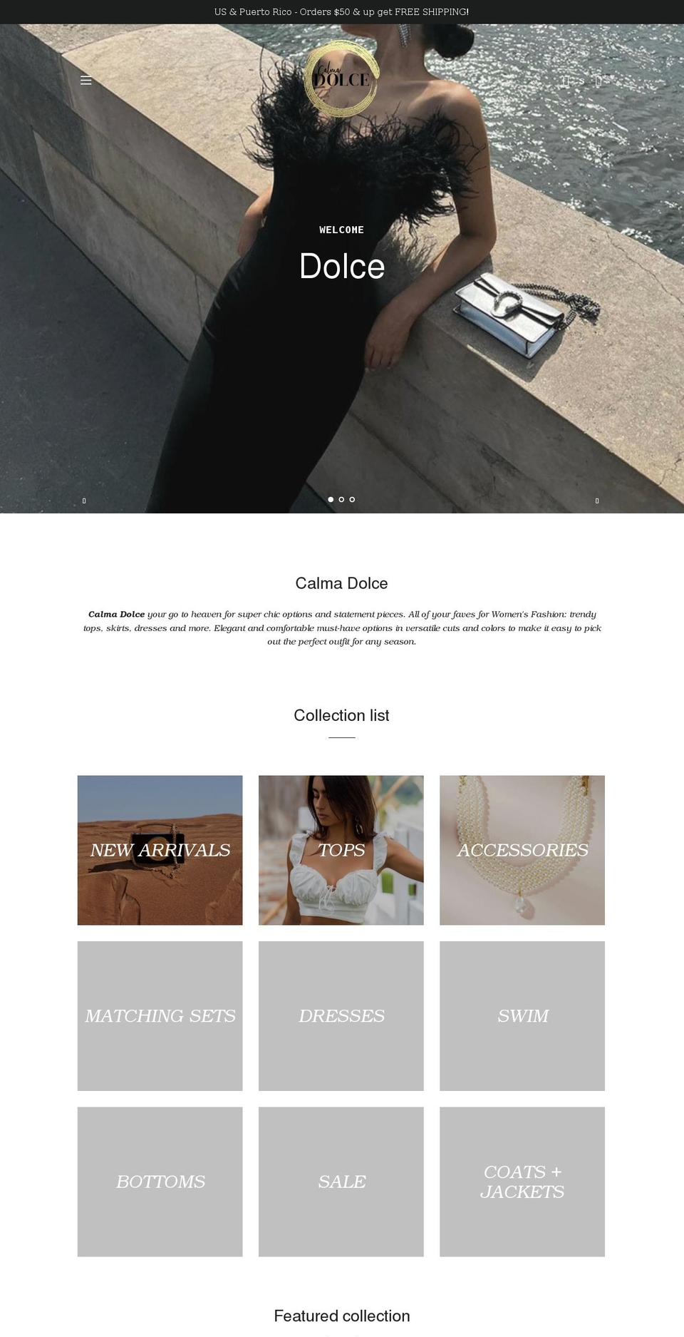 calmadolce.com shopify website screenshot