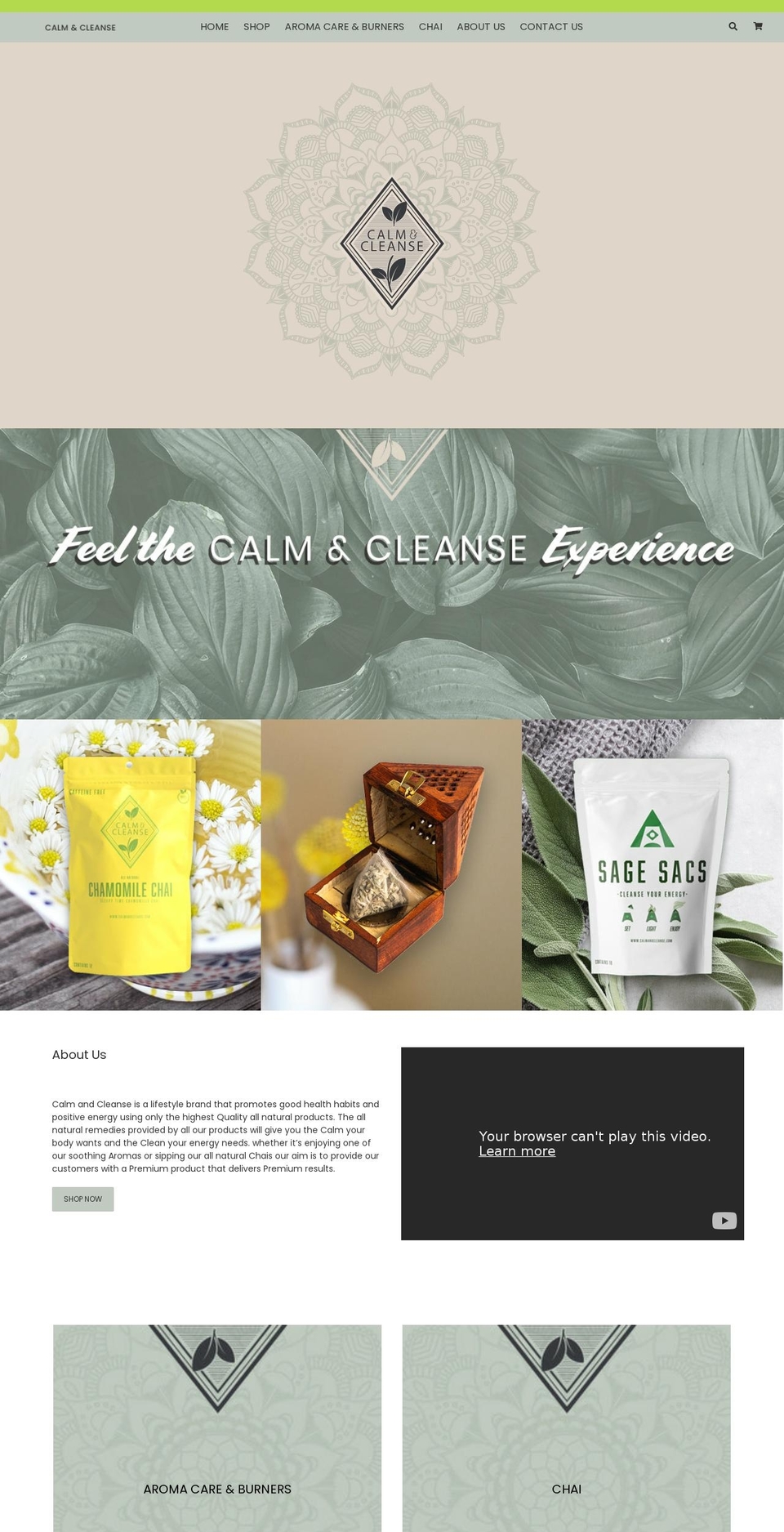 Madsections Shopify theme site example calmandcleanse.com