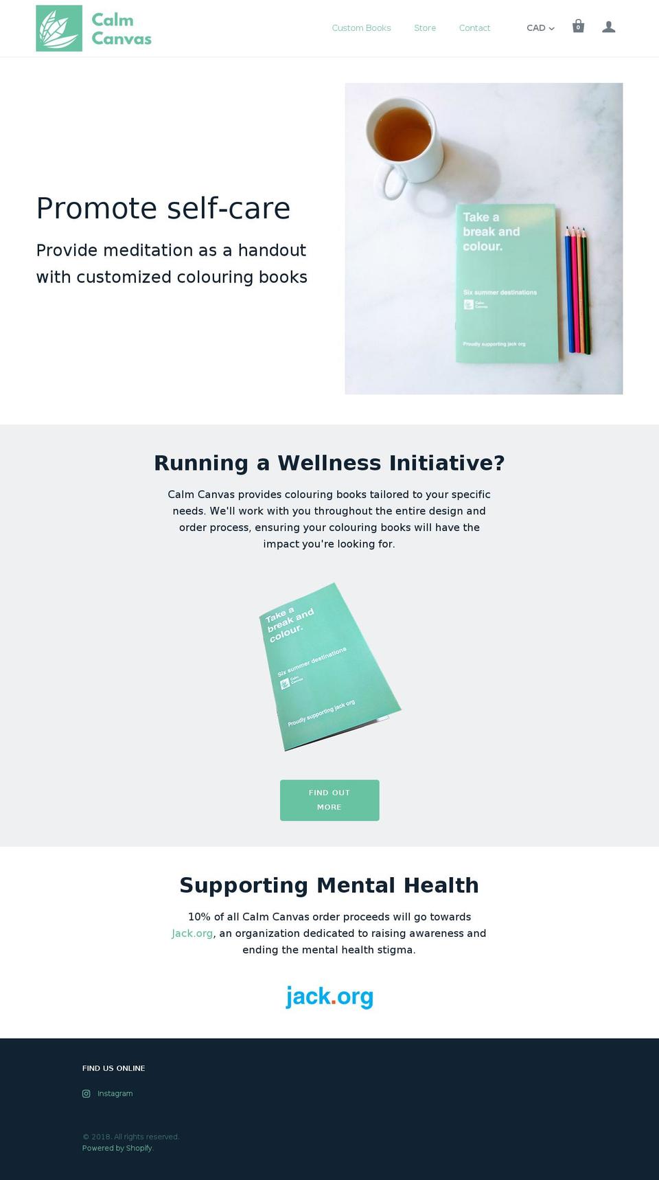 calmcanvas.com — Shopify storefront screenshot