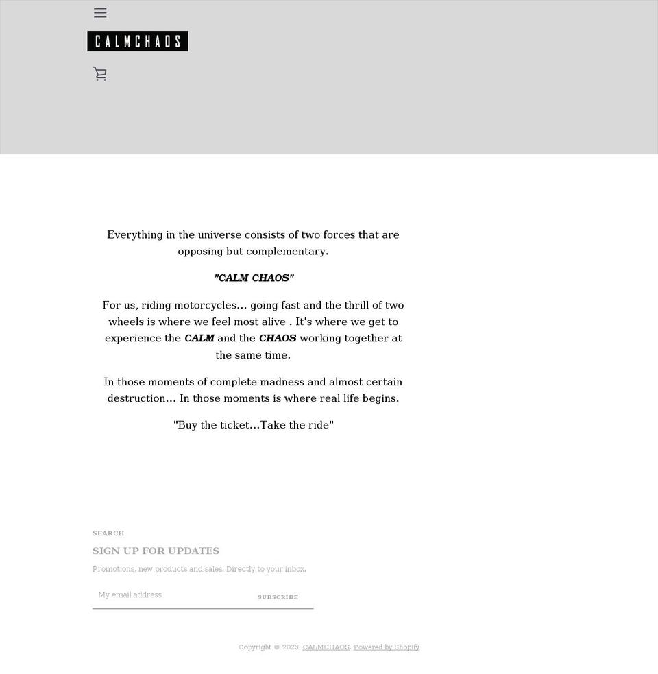 calmchaosco.com — Shopify storefront screenshot