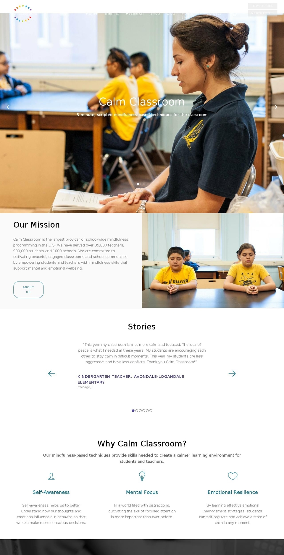 calmclassroom.org shopify website screenshot
