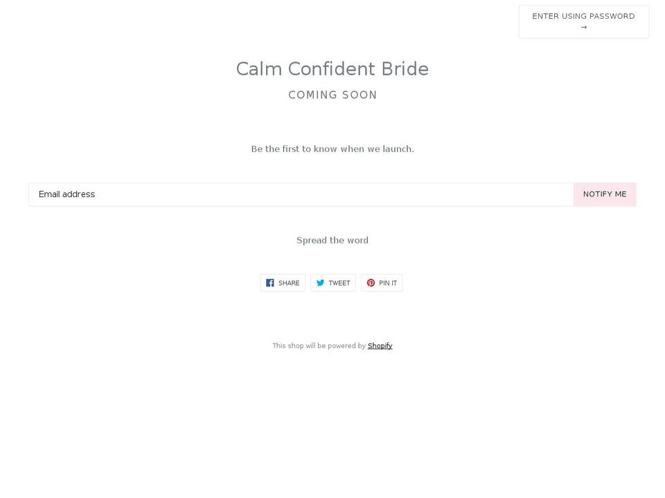 calmconfidentbride.com — Shopify storefront screenshot