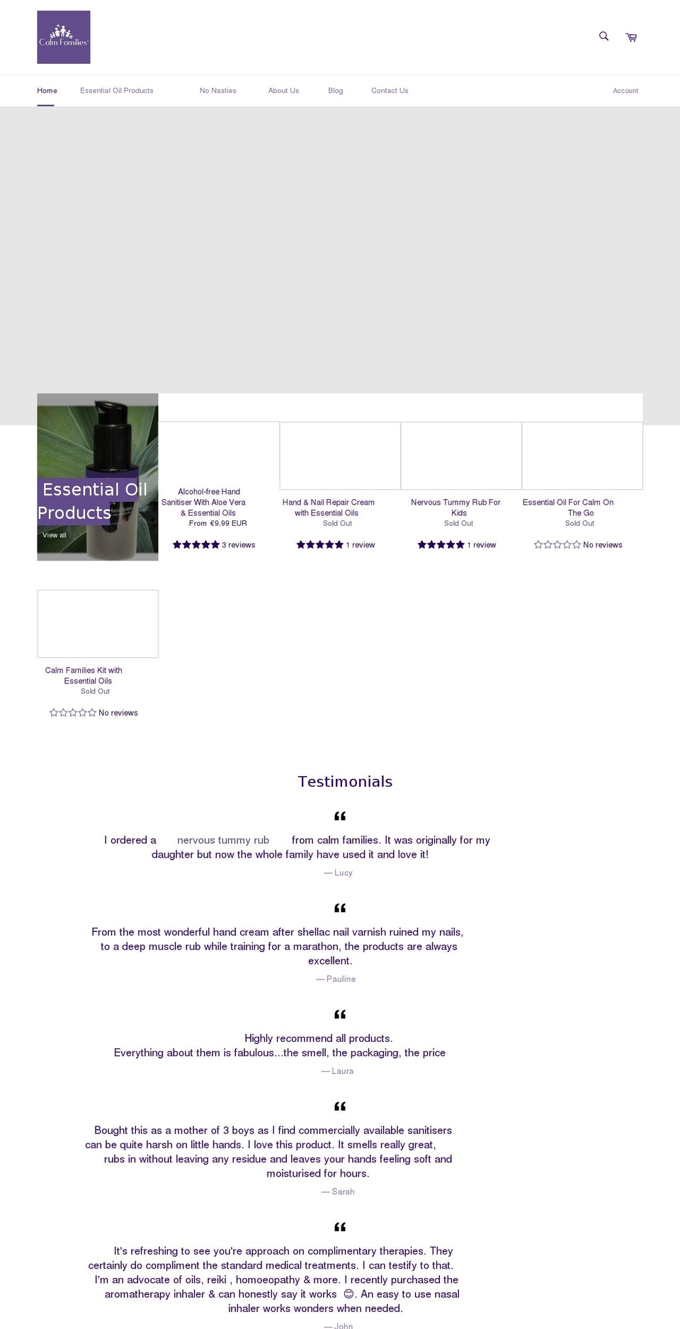 calmfamilies.com shopify website screenshot