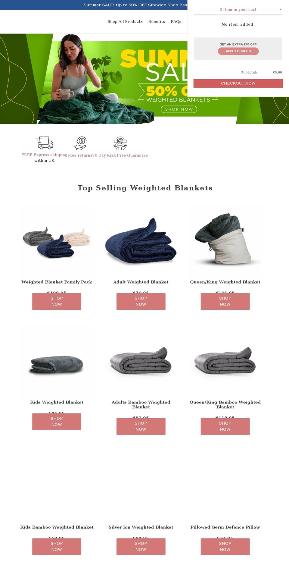 calmingblankets.co.uk shopify website screenshot