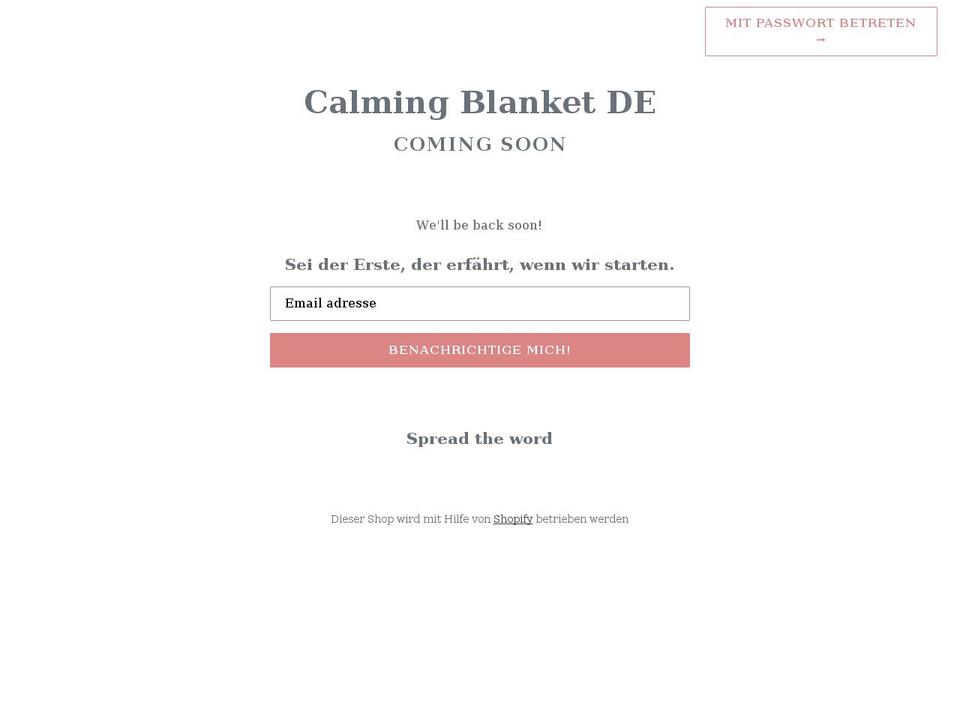 calmingblankets.de shopify website screenshot