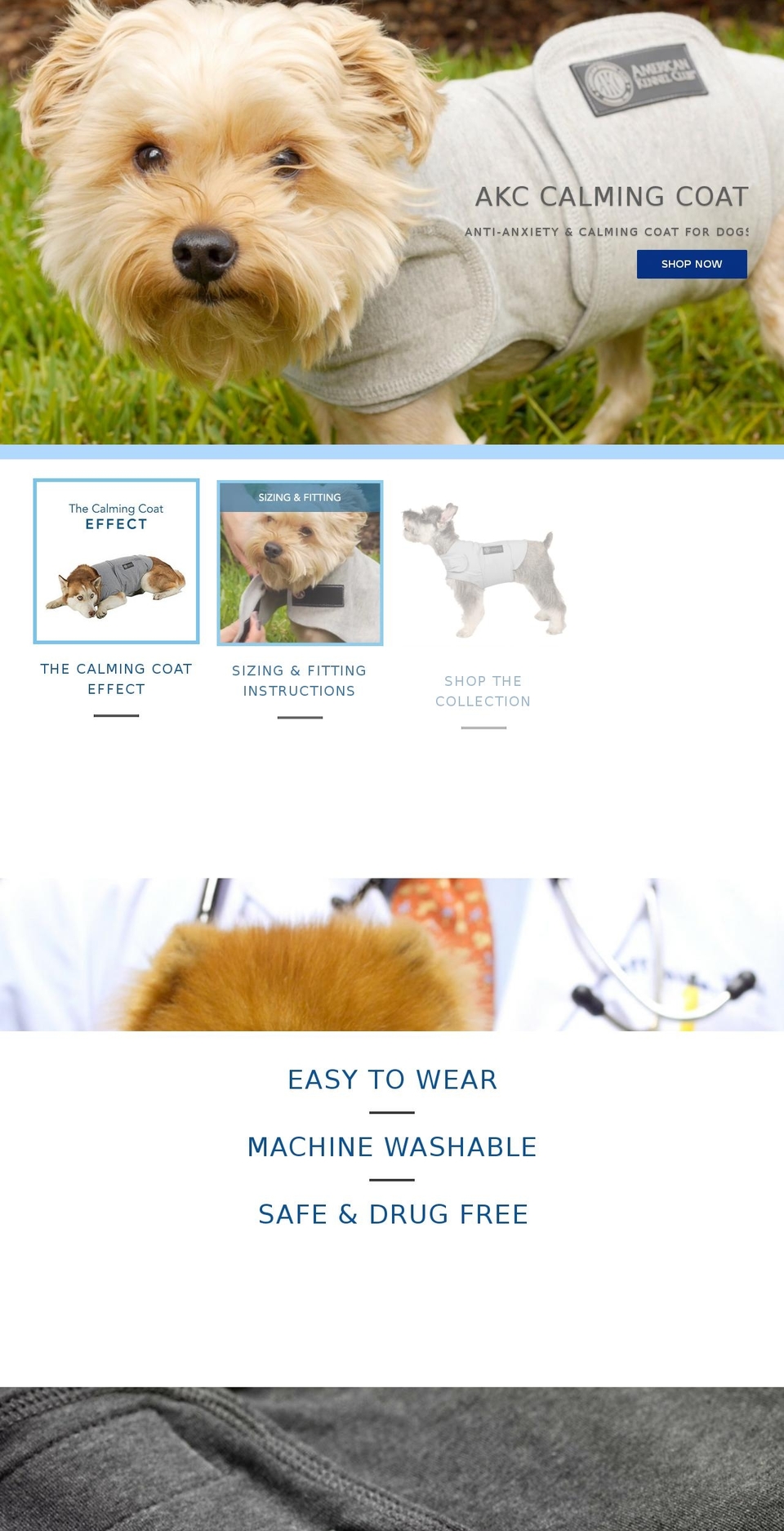 calmingcoat.com shopify website screenshot