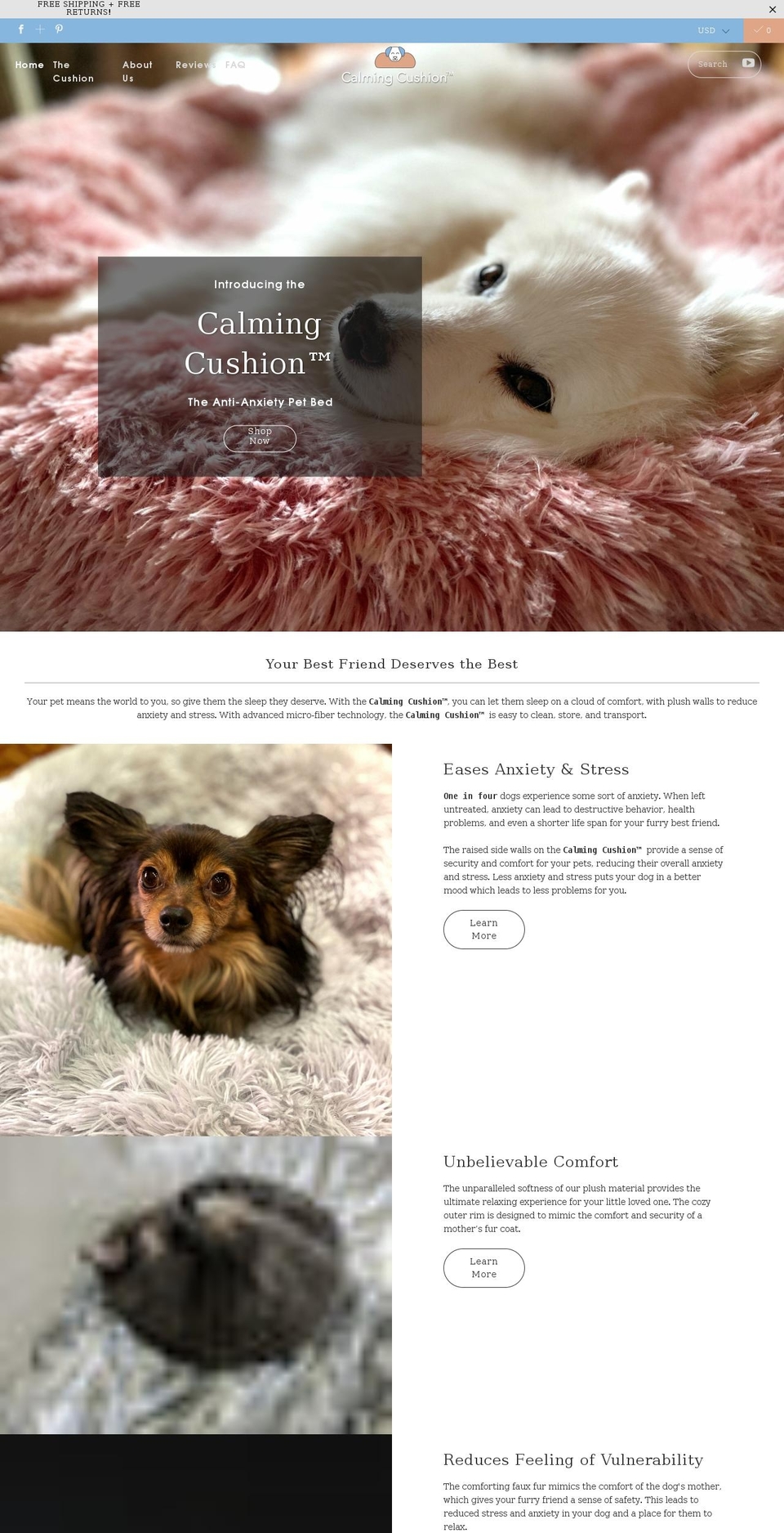 calmingcushion.com shopify website screenshot