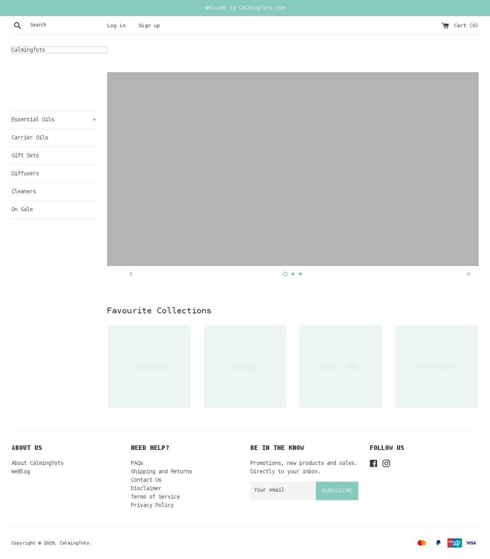 calmingtots.com shopify website screenshot