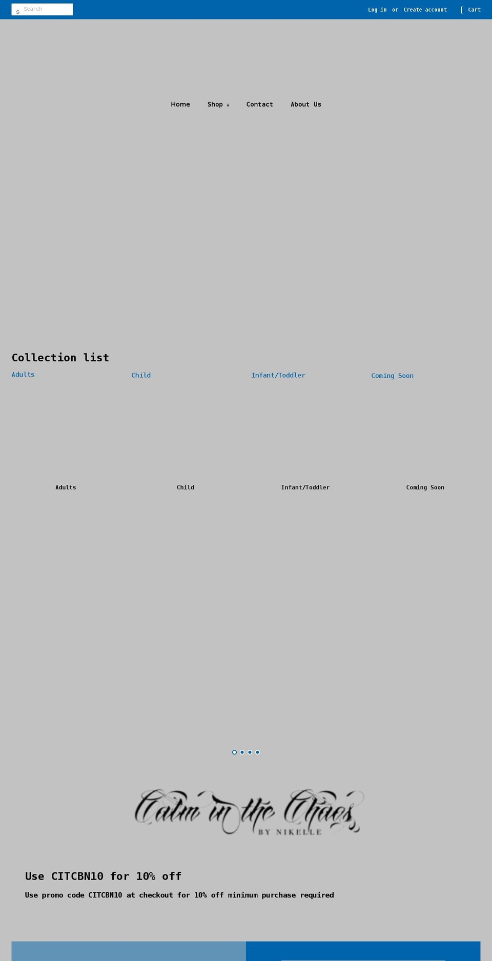 calminthechaosbynikelle.com shopify website screenshot