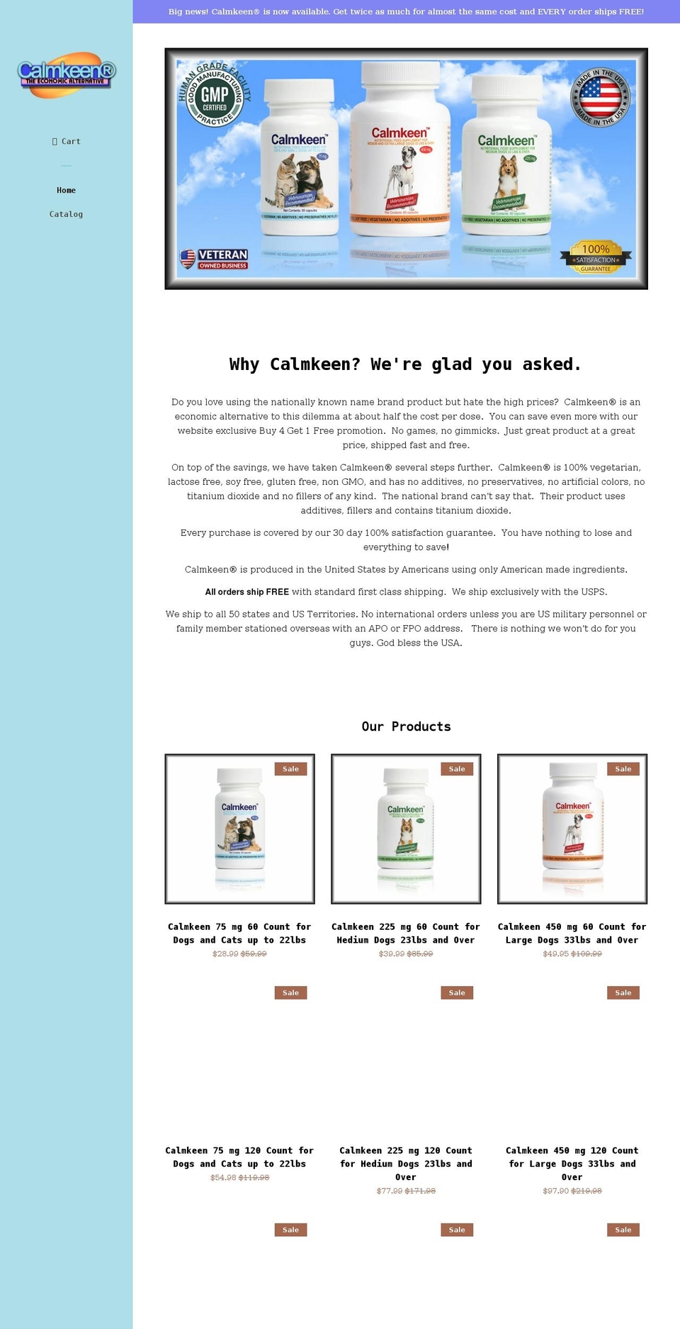 calmkeen.com shopify website screenshot