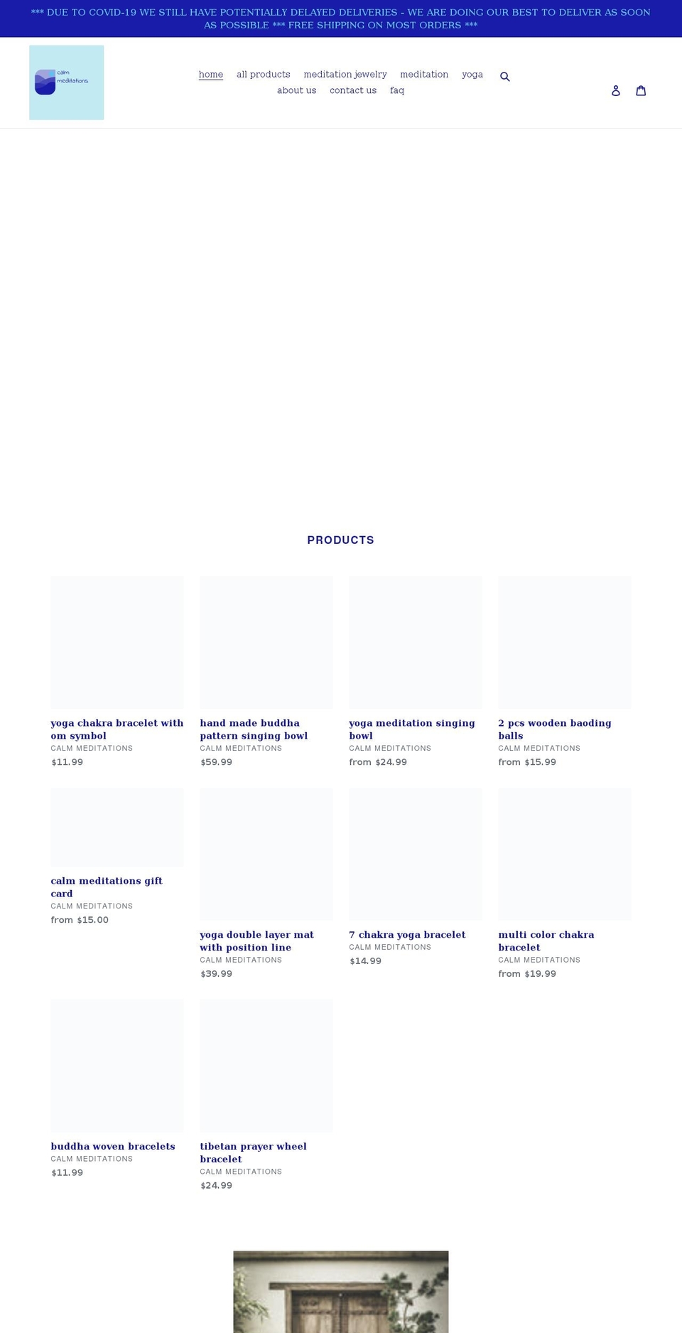 calmmeditations.com shopify website screenshot