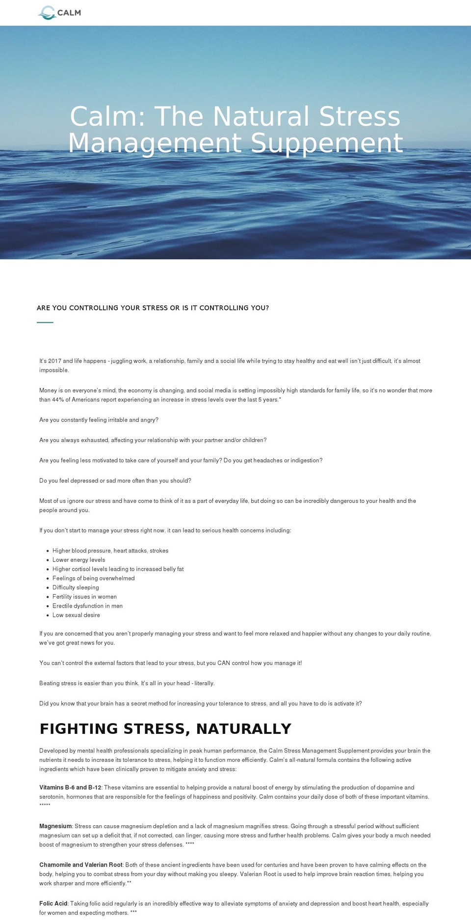calmsupplement.com shopify website screenshot