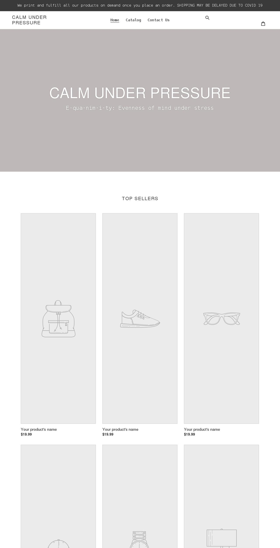 calmunderpressureapparel.com shopify website screenshot