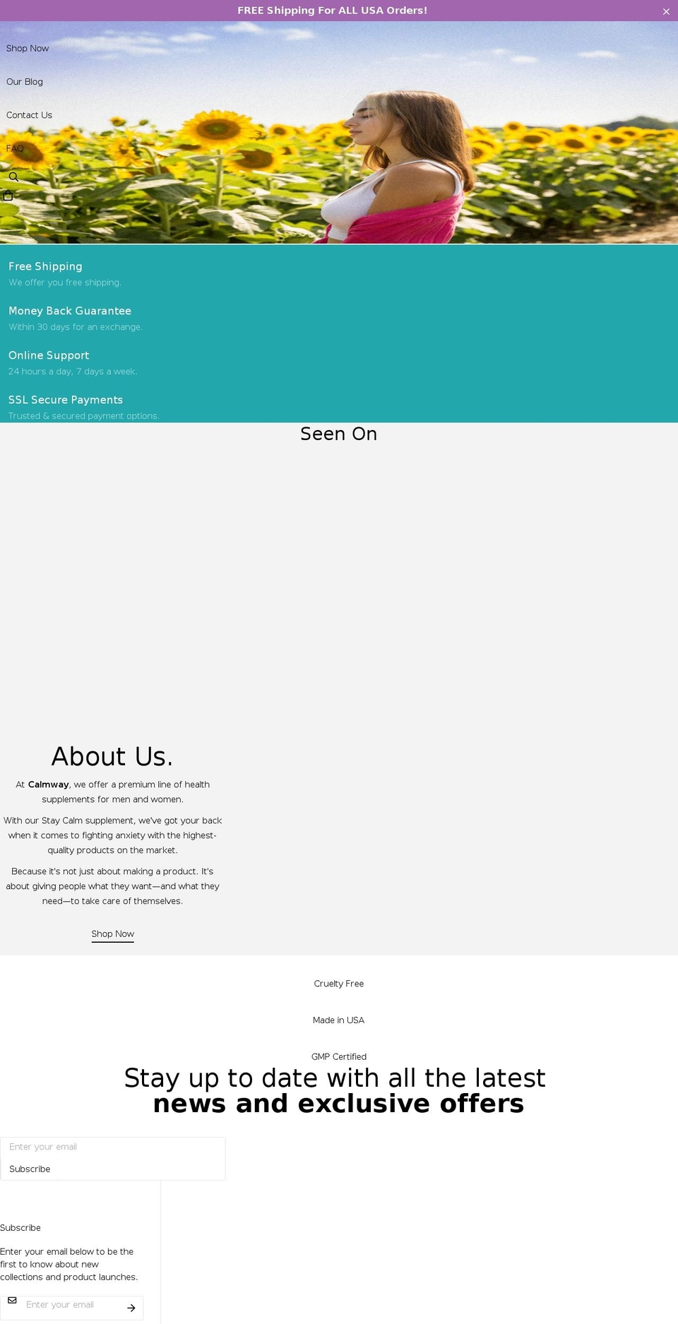 calmway.com shopify website screenshot