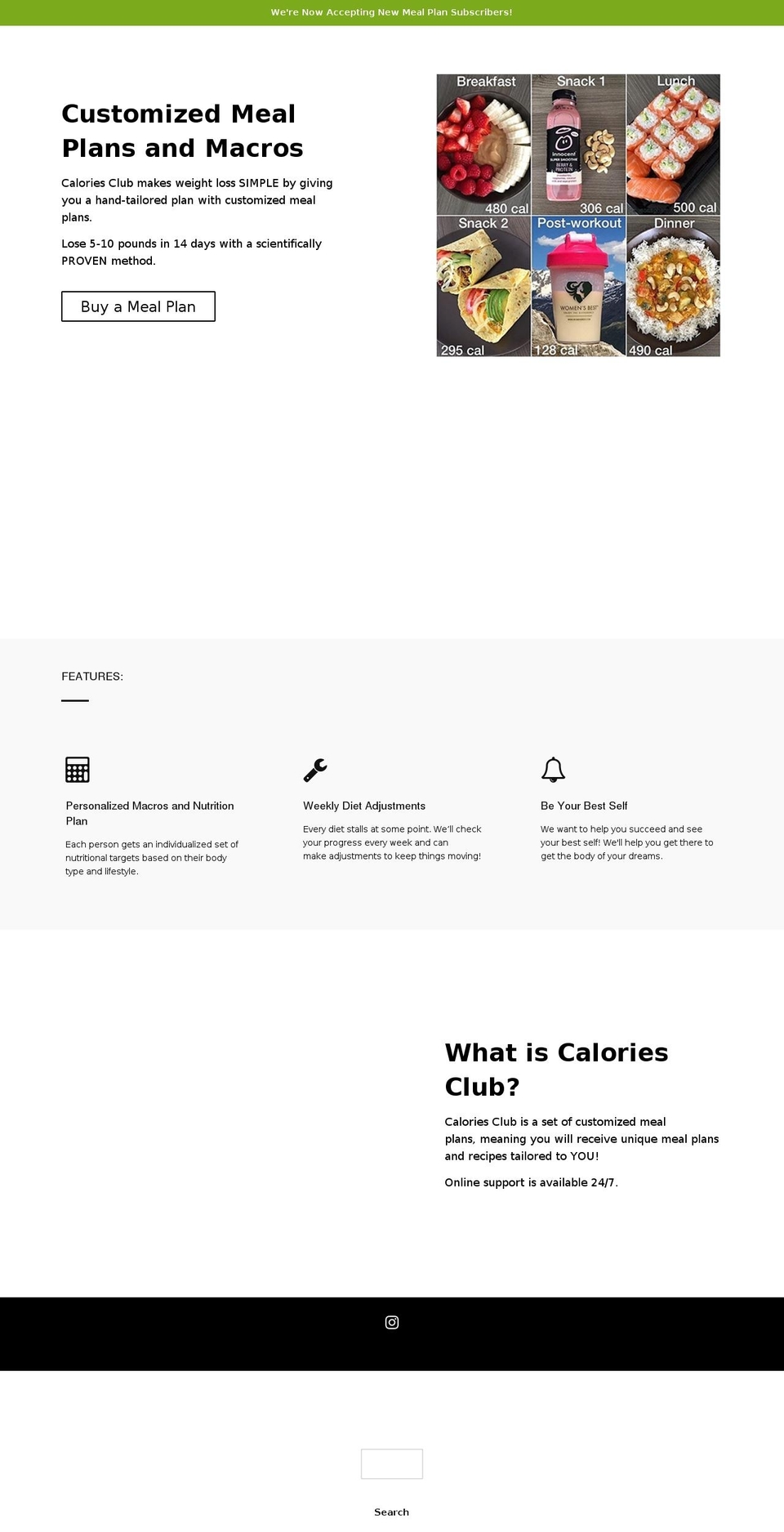 caloriesclub.com — Shopify storefront screenshot