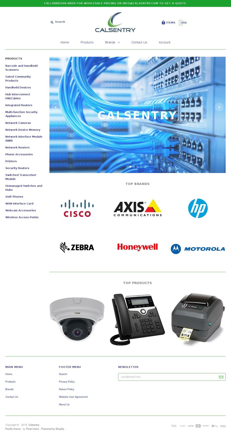 calsentry.com shopify website screenshot