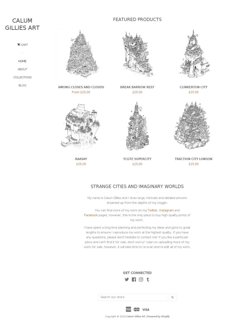 calumgilliesart.com shopify website screenshot