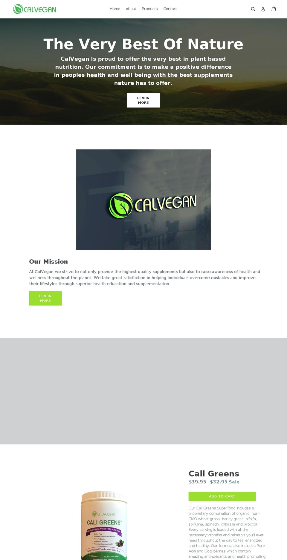 calvegan.com — Shopify storefront screenshot