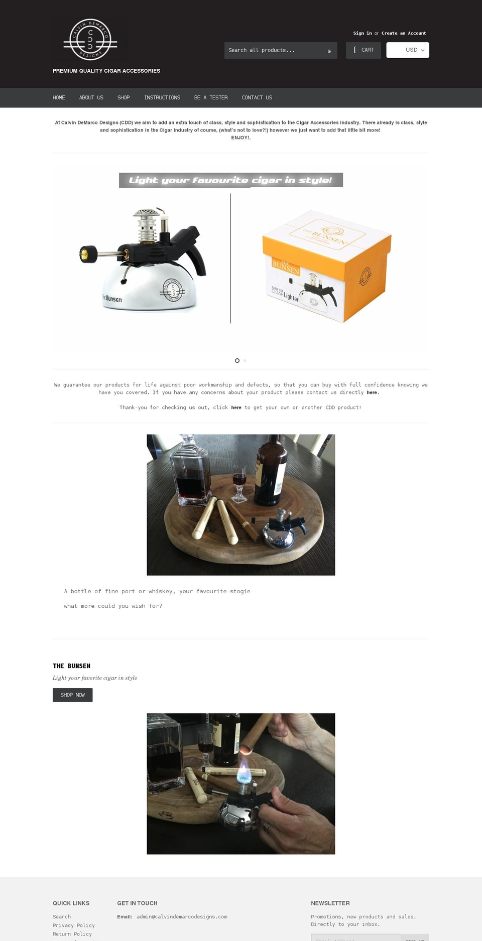 calvindemarcodesigns.com shopify website screenshot