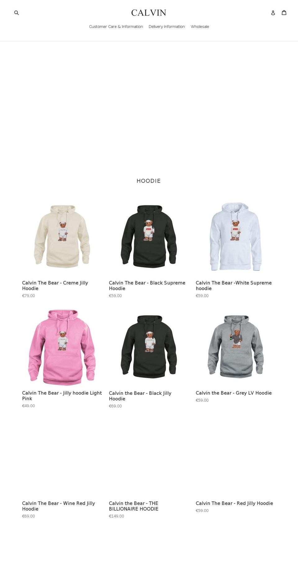 calvinthebear.com shopify website screenshot