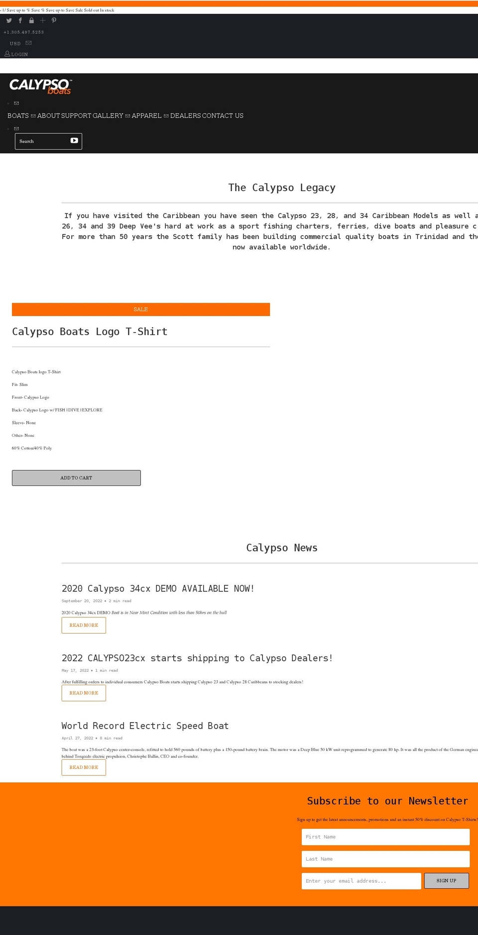 calypsoboats.com shopify website screenshot