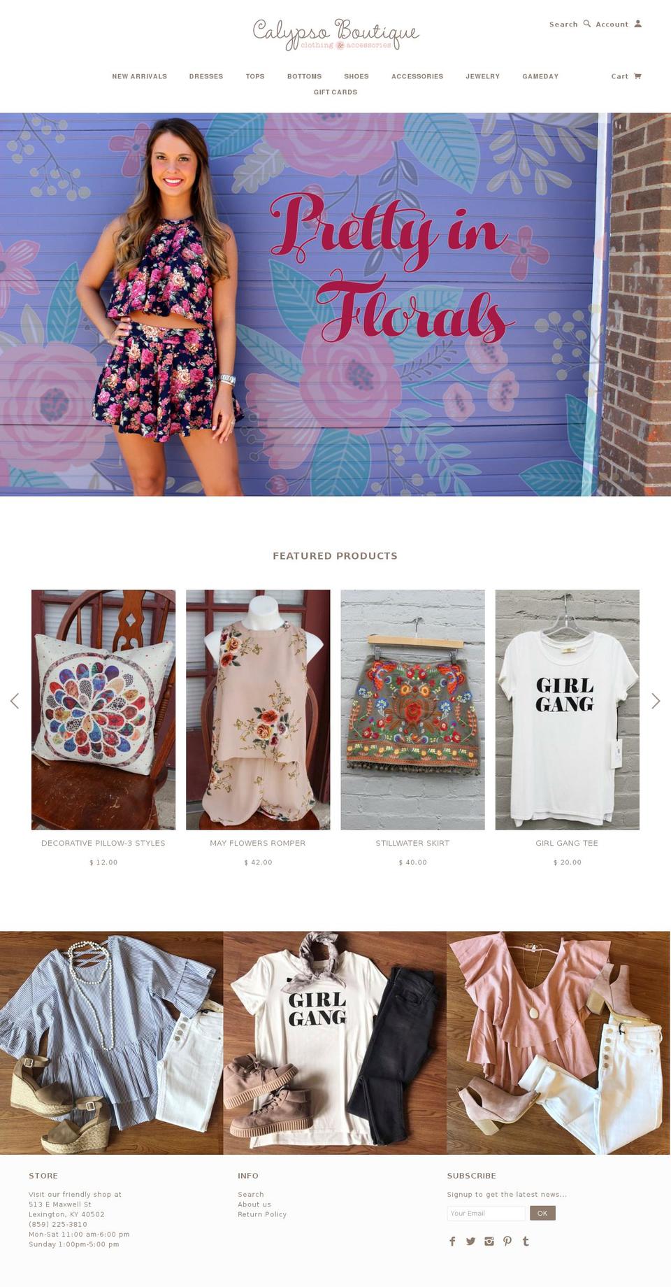 calypsoboutique.com shopify website screenshot