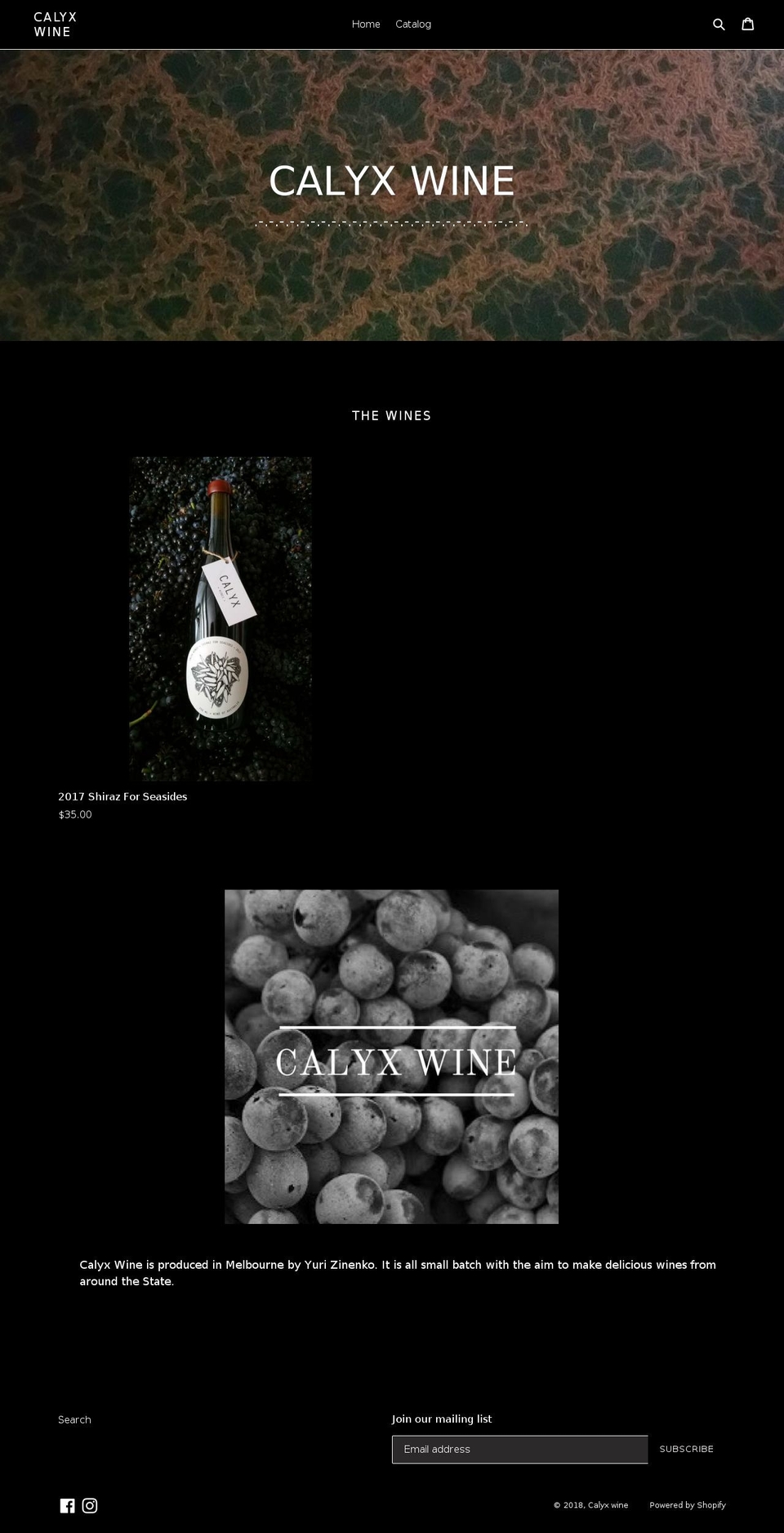 calyxwine.com — Shopify storefront screenshot