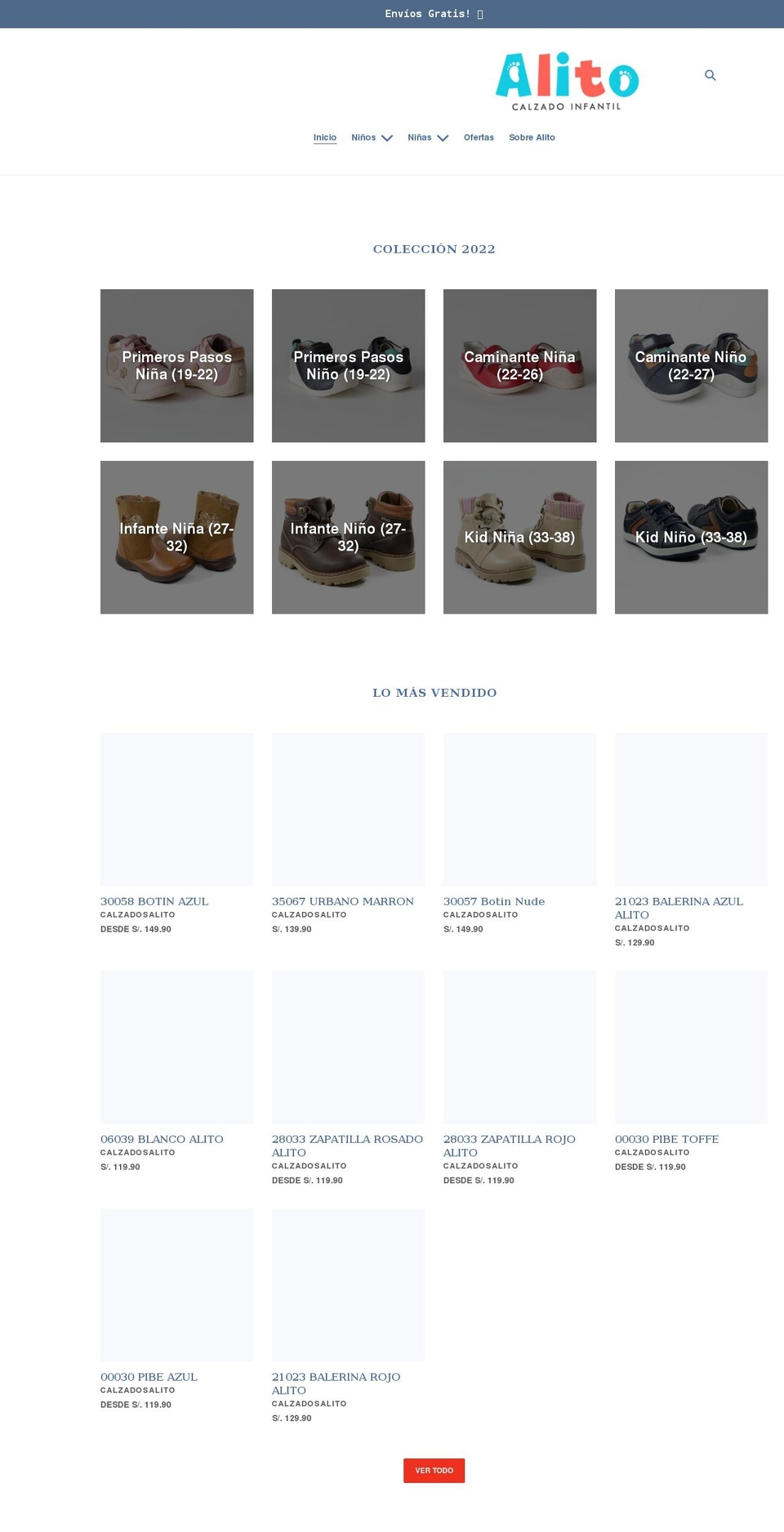 calzadosalito.com shopify website screenshot