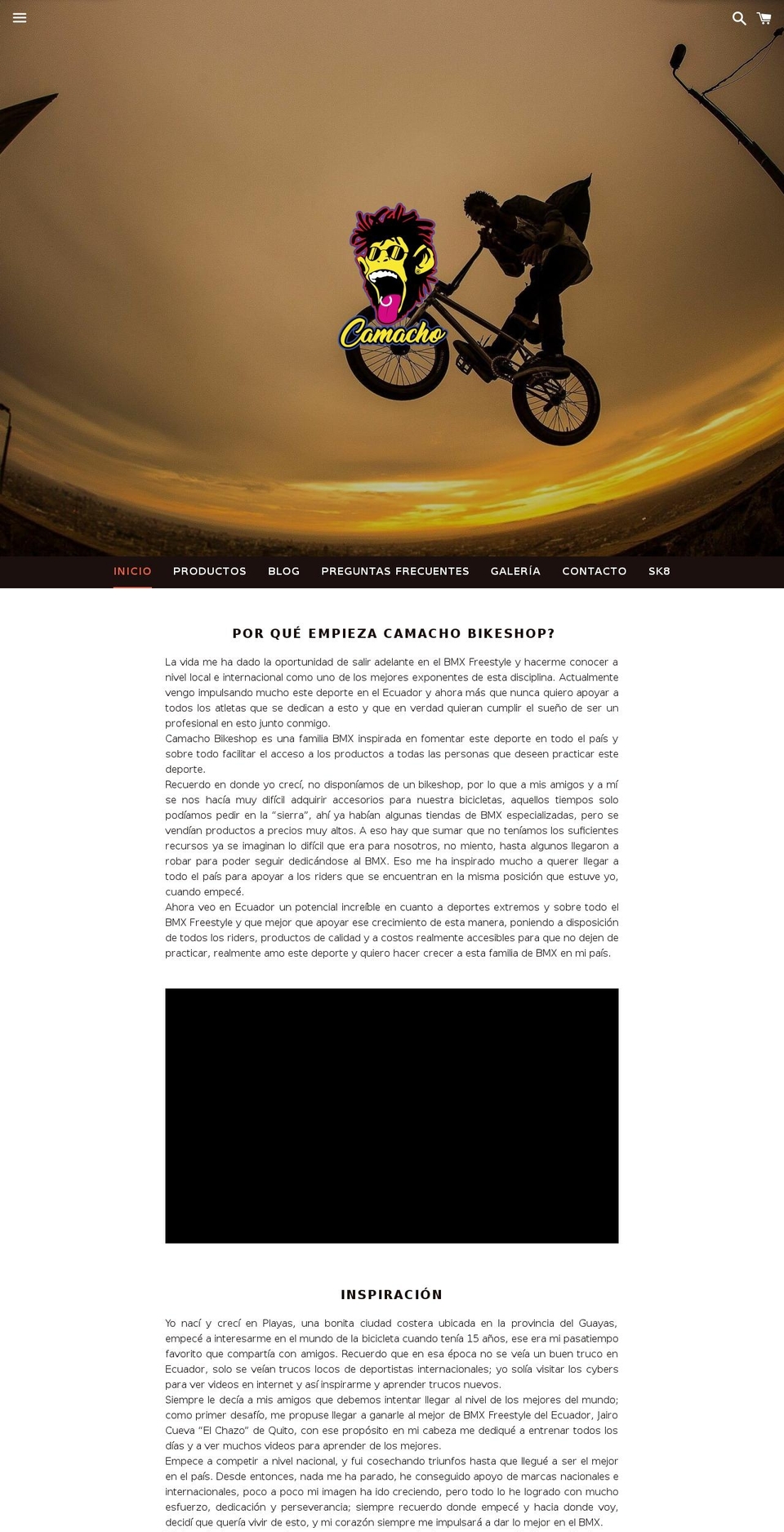 camachobikeshop.com — Shopify storefront screenshot