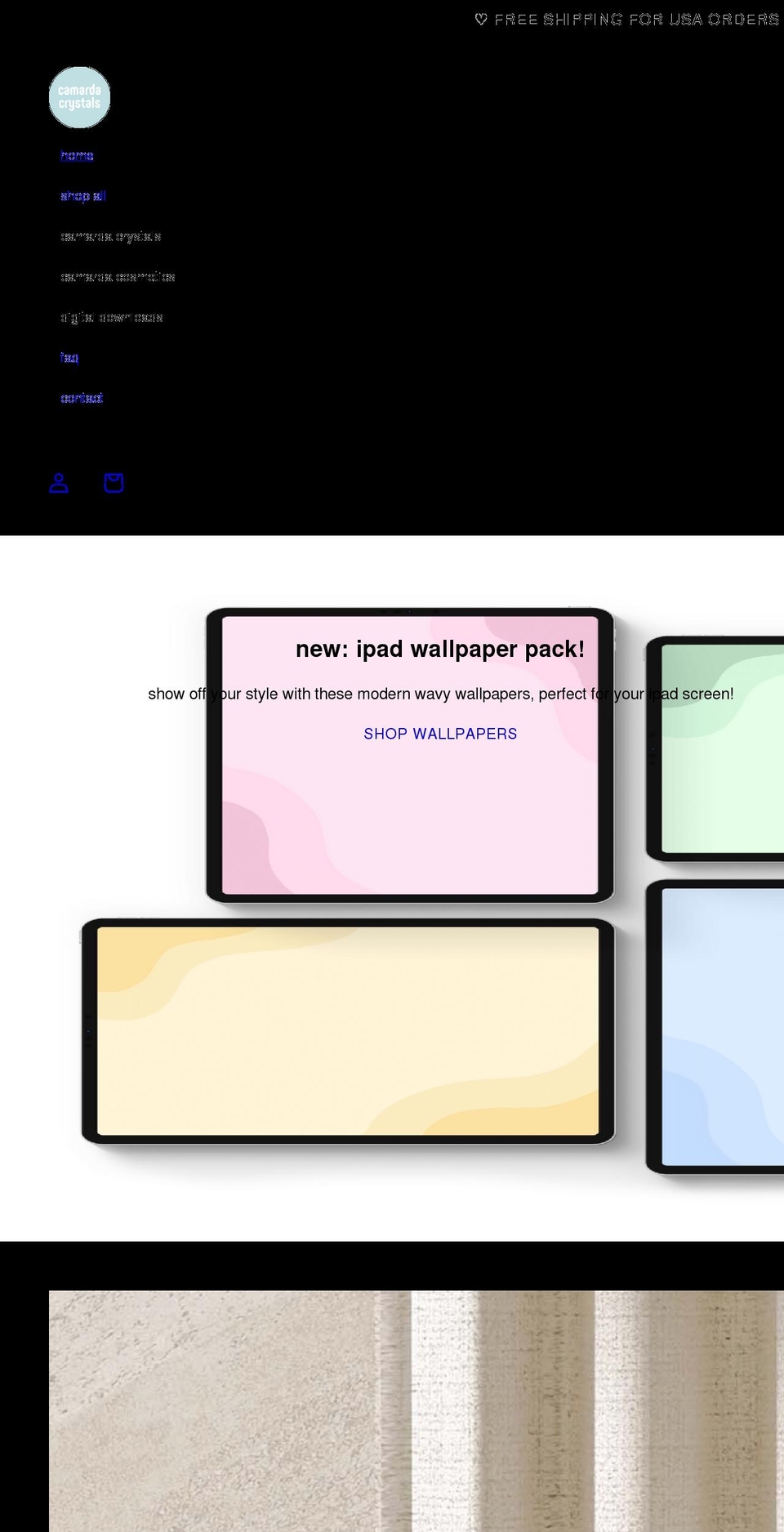 camardacrystals.com shopify website screenshot