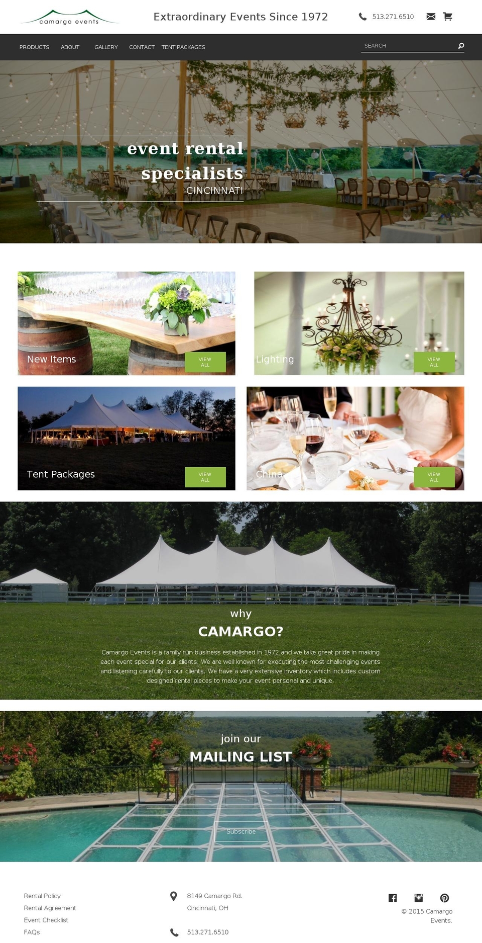 Camargo Events Shopify theme site example camargo-events.com