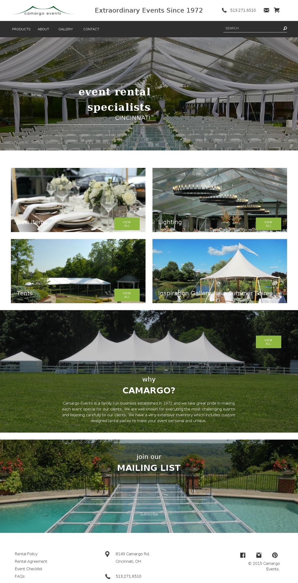Camargo Events Shopify theme site example camargorental.com